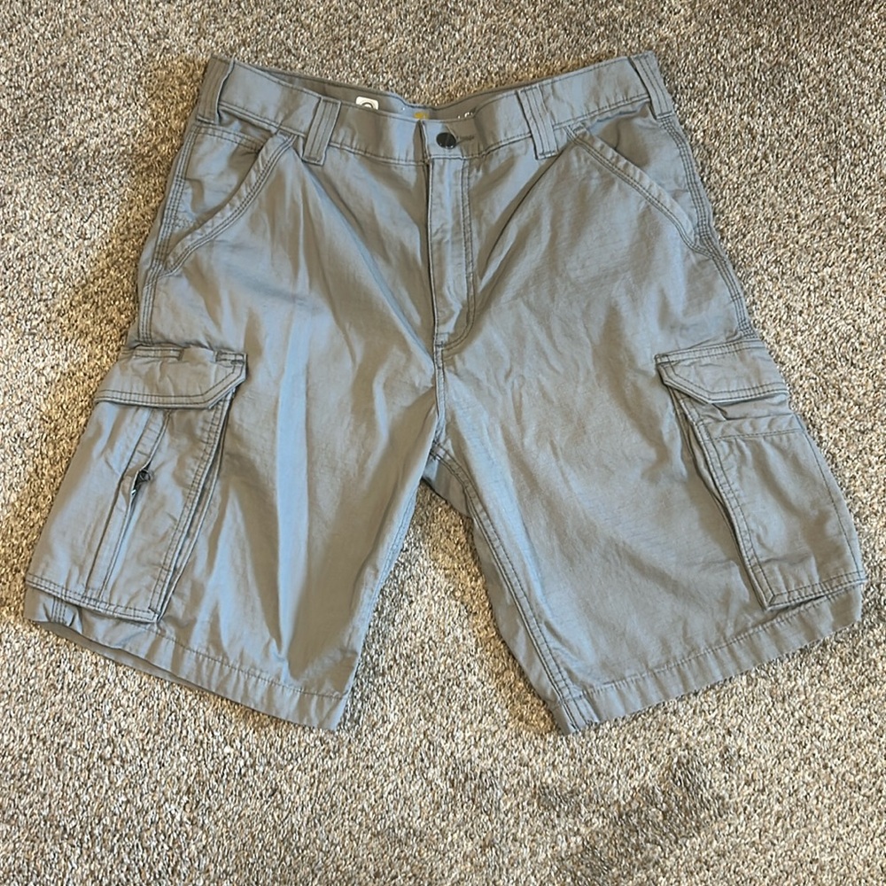 Carhartt Force Relaxed Fit Shorts Mens 34 Gray Ripstop Cargo Utility Pockets